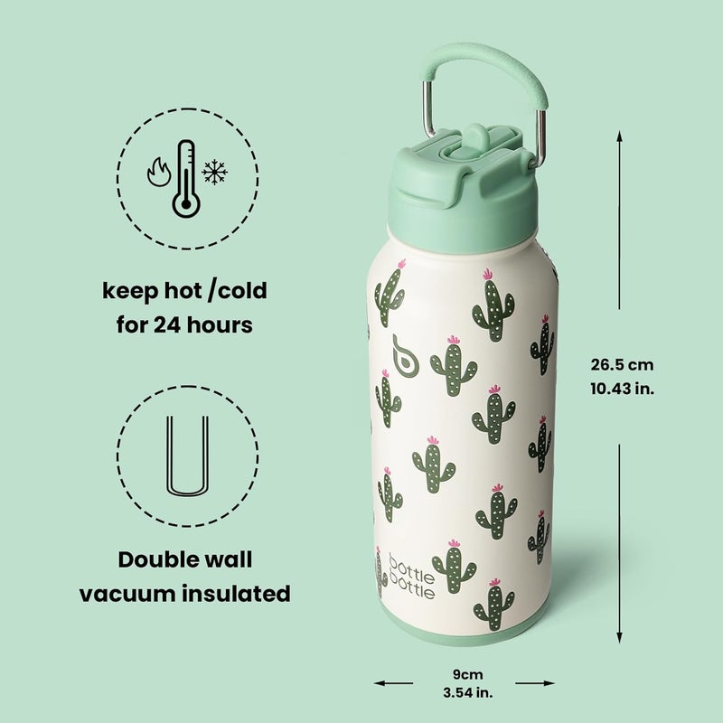 BottleBottle 32oz Insulated Water Bottle Stainless Steel Sport Water Bottle with Straw Dual-use Lid Design for Gym with Pill Box - Image 5